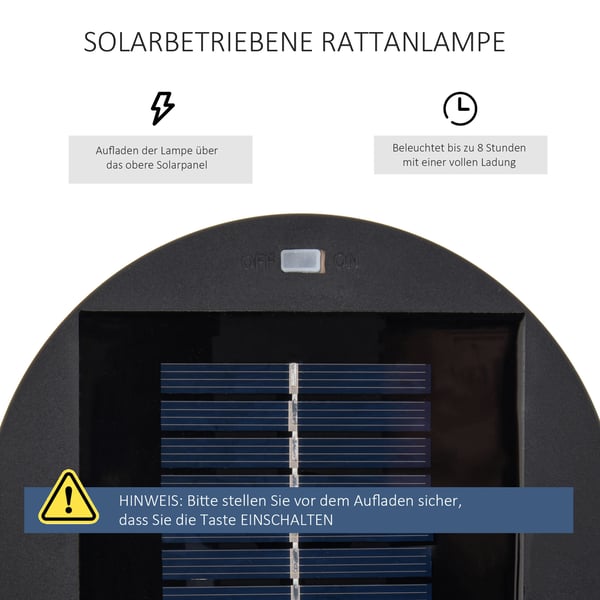 Solcelle havelampe, 21.5x21.5x61 cm, Brun