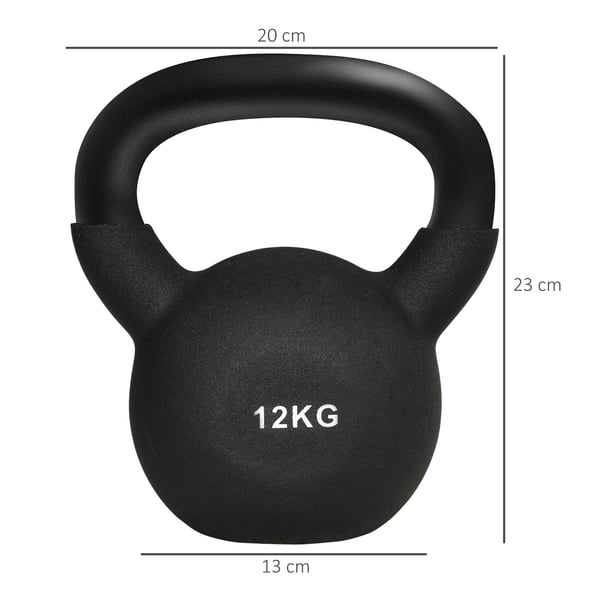 Kettlebell, 20x13x23 cm, Sort