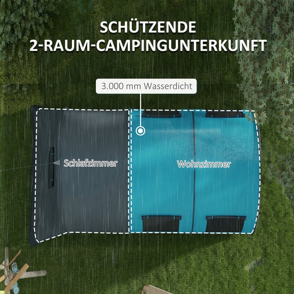 Campingtält, 480x260x200 cm, Grå