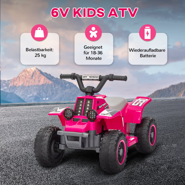 Elektrisk Quad Bike, 70,5x42,5x46,5 cm, Lyserød