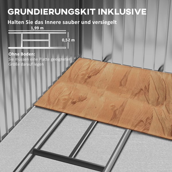 Redskabsskur, 213x130x185 cm, Mørkegrå, Metal