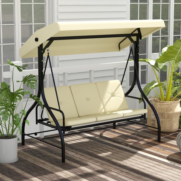 Havesving, 2 i 1 Hollywood gyngeseng, 195x117x175 cm, Beige