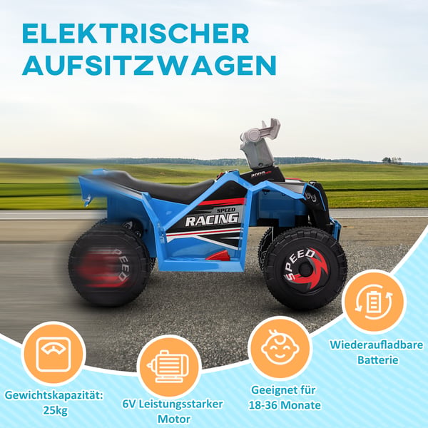 Elektrisk barnquad, 70x41,5x48,5 cm, blå