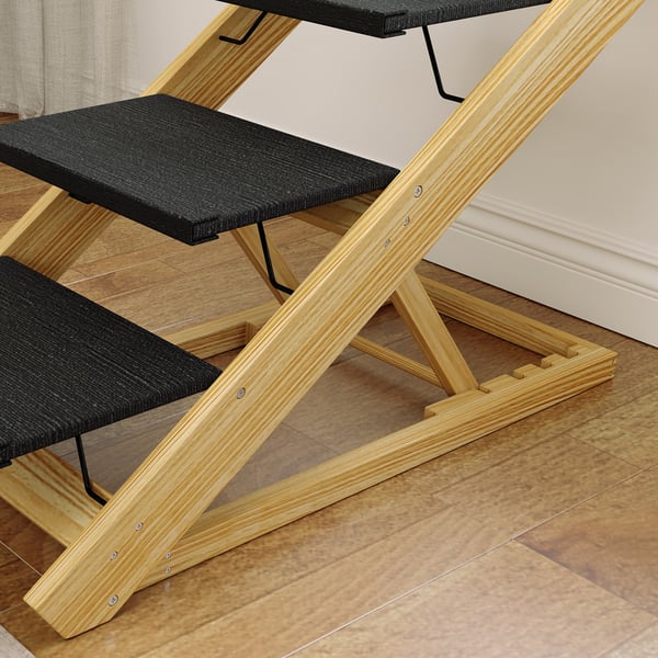 Kæledyrstrappe og rampe, 83x40x62,5 cm, naturligt træ og sort
