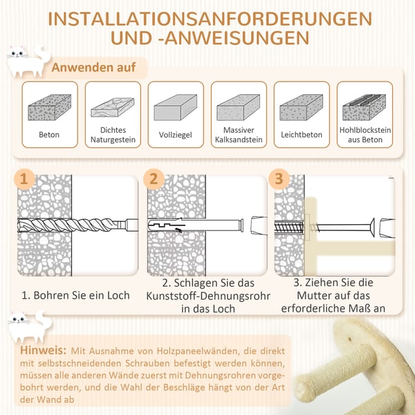 Klatrevæg til katte, 44x22x28 cm, Beige