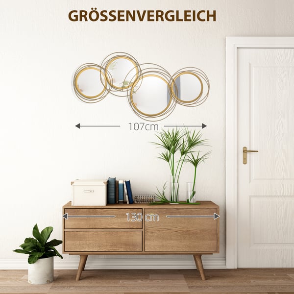 Vægspejl Sæt, 107x56x4 cm, Guld