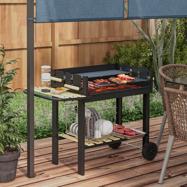 Trækulsgrill, 113x53.5x82.5 cm, Sort