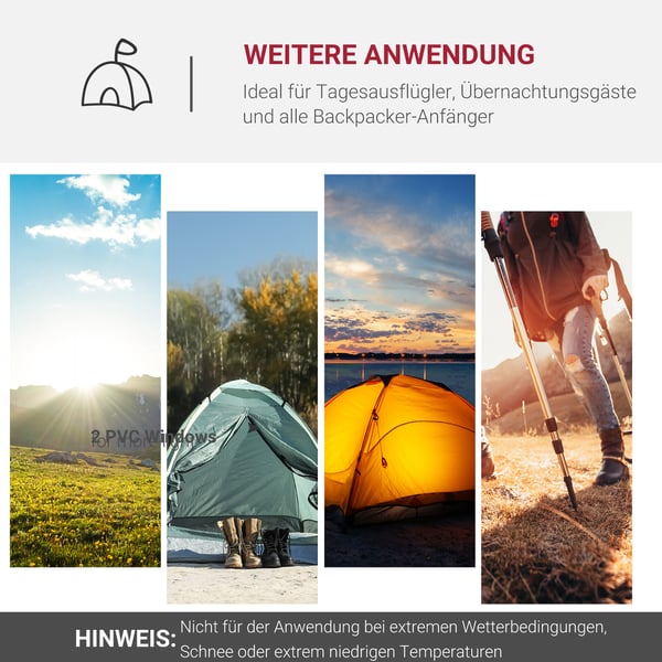 Campingtält, 426x206x154 cm, Grå