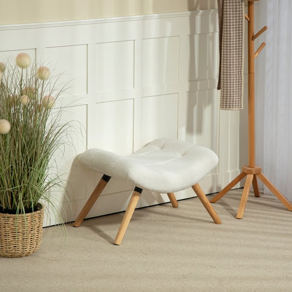 Fodskammel 67x45x38 cm Hvid, fleecepolstring