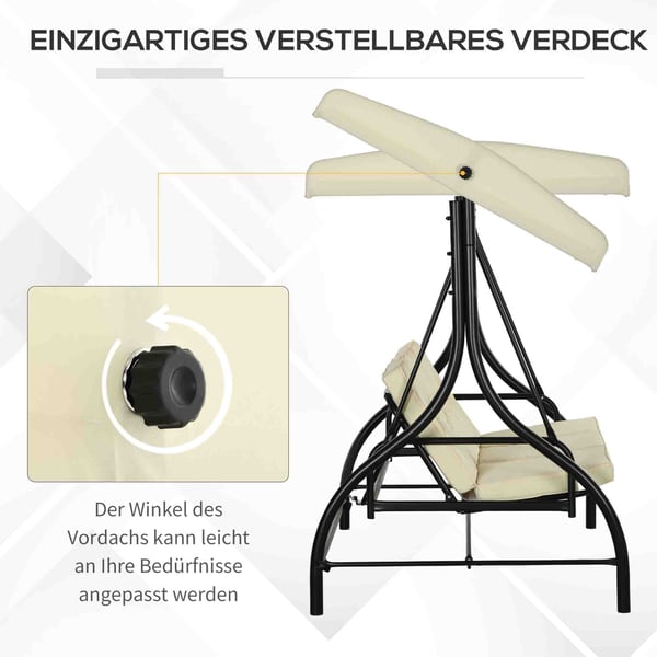 Havesving, 2 i 1 Hollywood gyngeseng, 195x117x175 cm, Beige