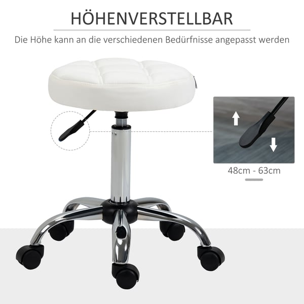 Rullestol, Justerbar Højde, 35,5x51-67 cm, Hvid