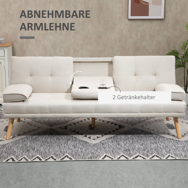 Soffa med bäddfunktion, 181x77x78 cm, Beige