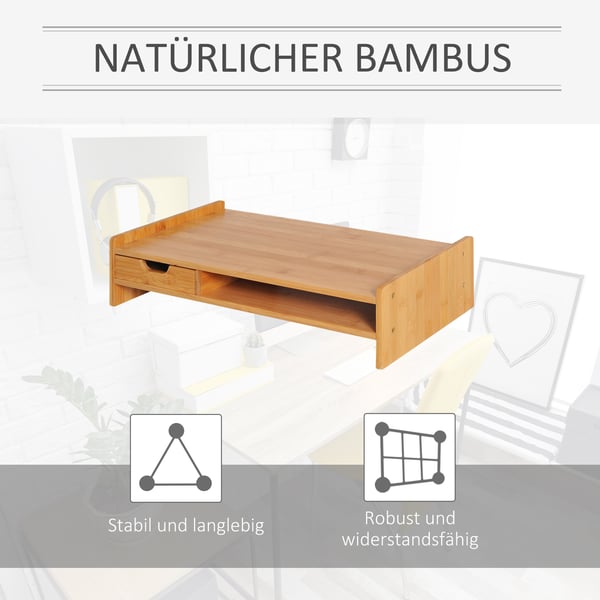 Monitorstativ, 49x25,5x11,5 cm, Natur