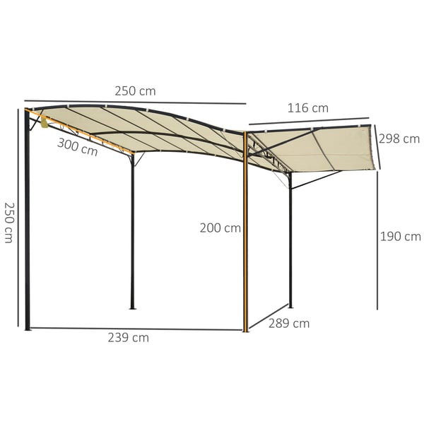 Pavillon, 300x250x200 cm, Sort og Hvid