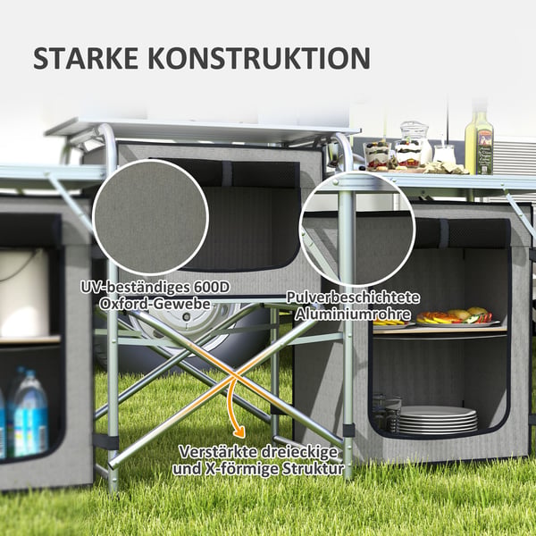 Campingkök, 172x48x119 cm, Grå
