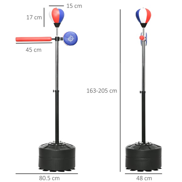 Bokseboldstativ, 80.5x48x163-205 cm, Sort