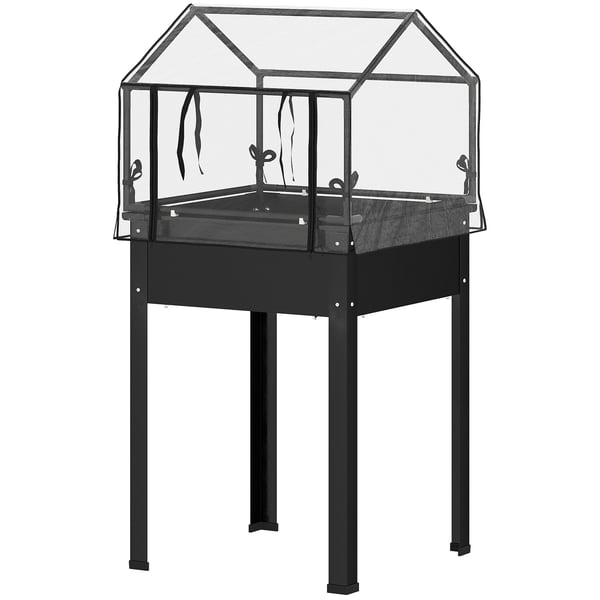 Hævet plantebed med overdækning, 60x60x120 cm, sort