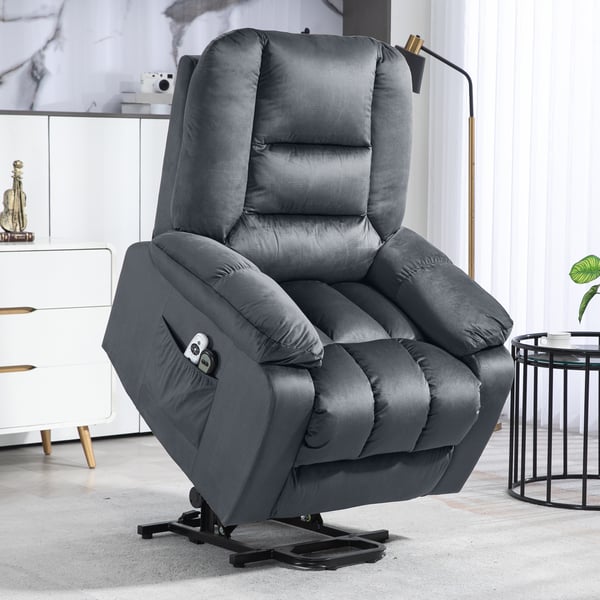 Fåtölj med recliner, 85x94x107 cm, Grå