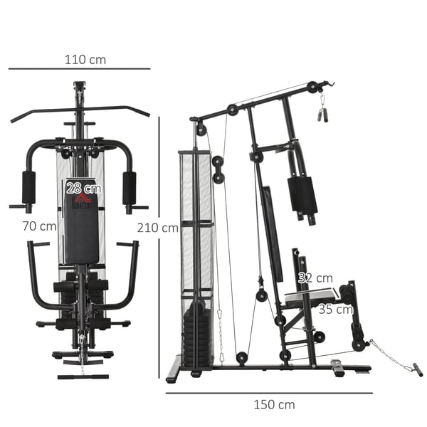 Home Gym Station, 150x110x210 cm, Sort