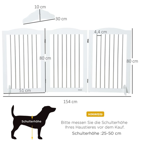 Hundegitter, 154x30x80 cm, Hvid