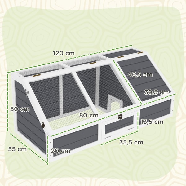 Turtle House, 120x55x50 cm, Vaaleanharmaa