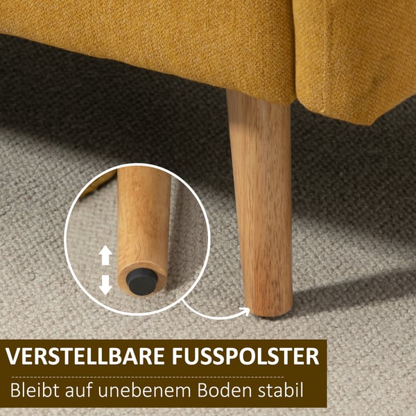 Loveseat-sohva, 130x70x80 cm, keltainen