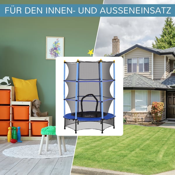 Lasten trampoliini, 140x140x190 cm, sininen