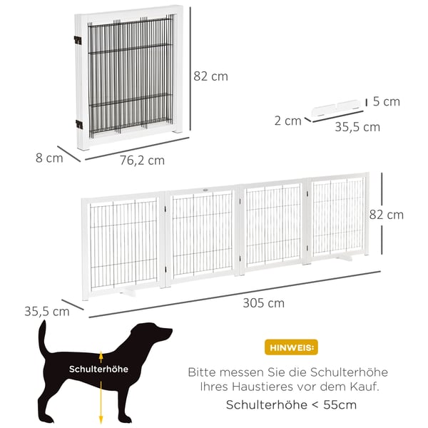 Lemmikkiportti, 305x35,5x82 cm, valkoinen