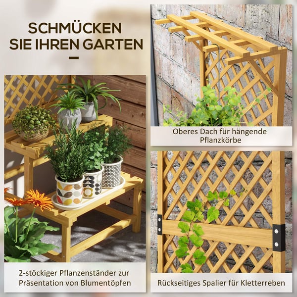 Planteholder, Træ, 60x50x166 cm, Gul