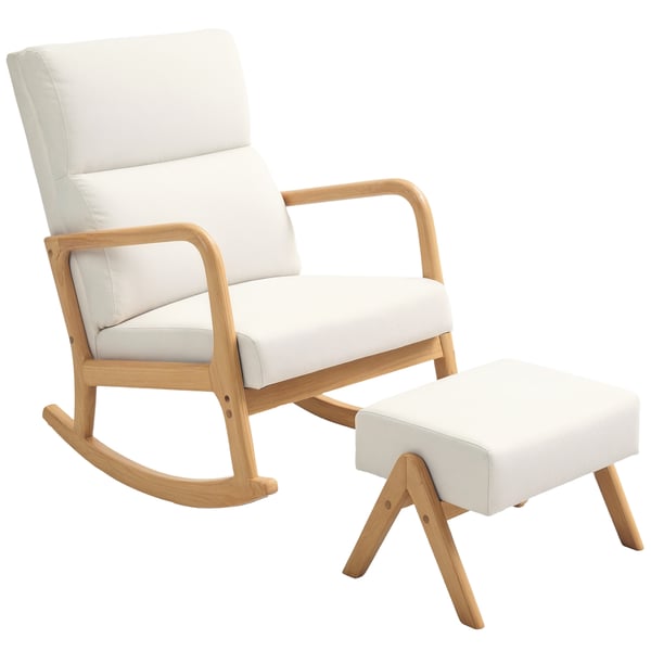 Gyngestol med skammel, 65x96x94,5 cm, creme