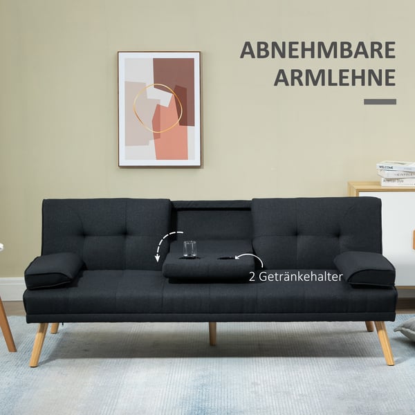 Soffa med sängfunktion, 181x77x78 cm, Grå