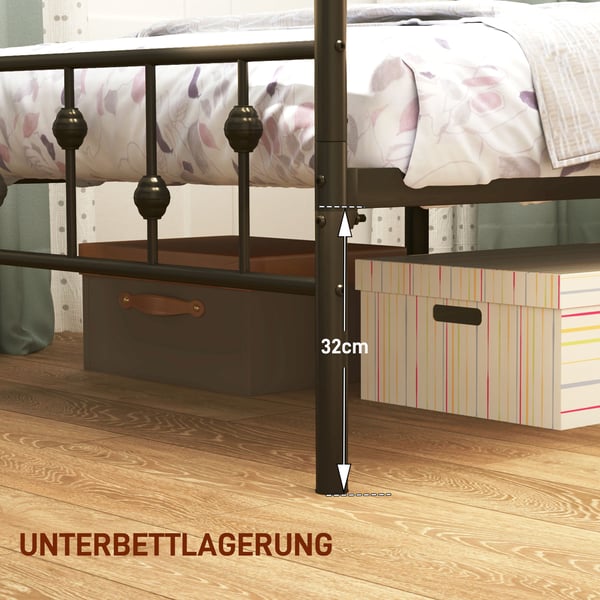 Sengeramme, 206,9x91,8x82,5 cm, Sort