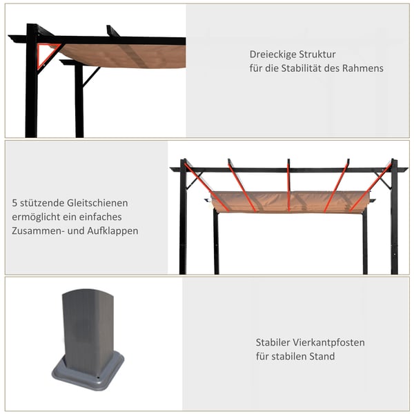Pergola, 300x400x223 cm, Harmaa, Ruskea