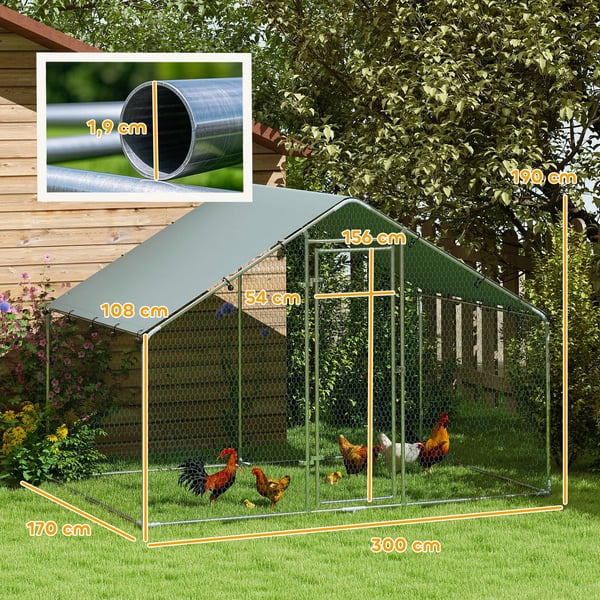 Chicken Run, 300x170x190 cm, Sølv