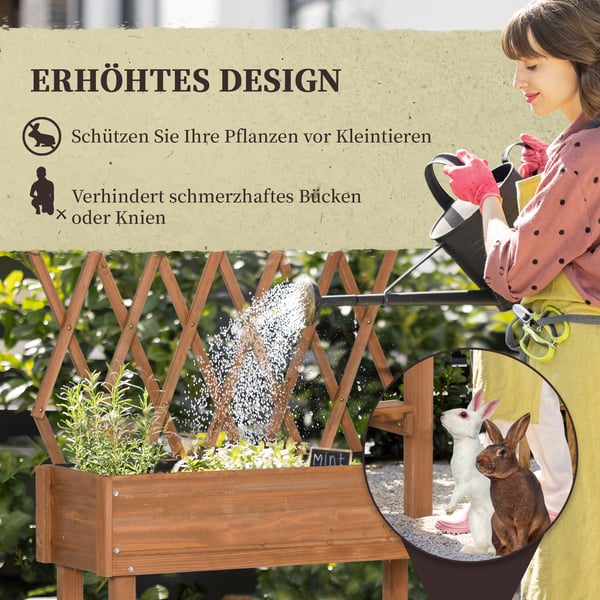 Højbed med espalier, 79x29x130 cm, Brun