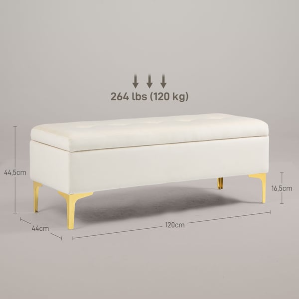 Opbevaringsbænk, 120x44x44,5 cm, Beige
