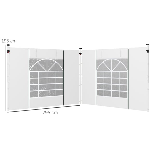 Gazebo Sidepaneler, 295x195 cm, Hvid