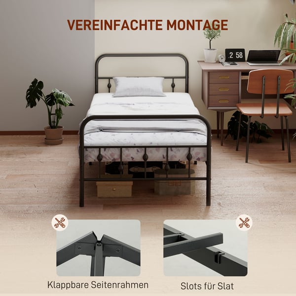 Sengeramme, 206,9x91,8x82,5 cm, Sort