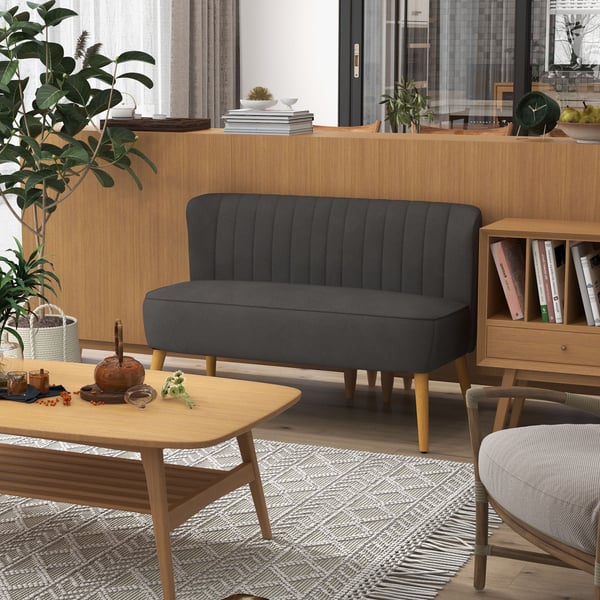 Kaksipaikkainen sohva, 117x56,5x77 cm, Tummanharmaa