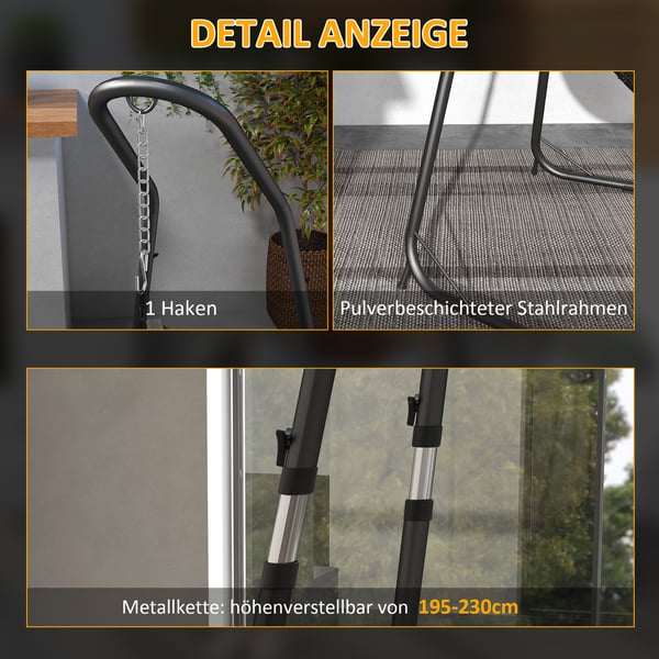 Hængestolestativ, 133x116x195-230 cm, Sort