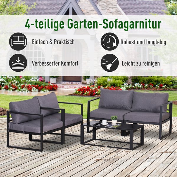 Trädgårdsmöbelset, 138x69x63 cm, Grå