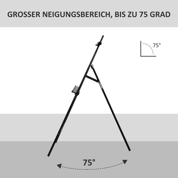 Maalausteline, mänty, 51.5x71.5x134.5 cm, musta