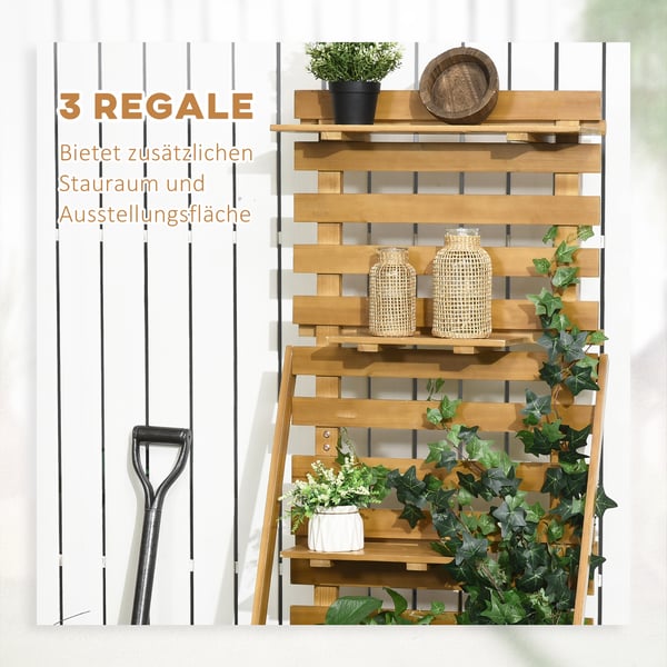 Højbeds plantekasse med espalier, 63x39x160 cm, Brun