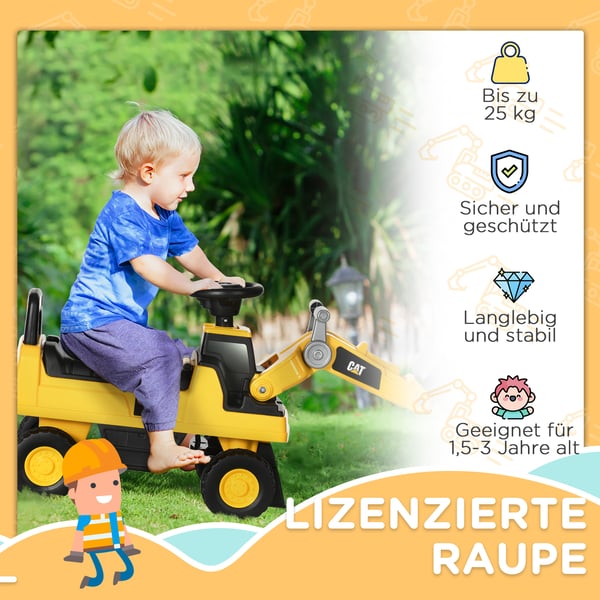Ride-on gravko, 85x27,5x47,5 cm, gul sort