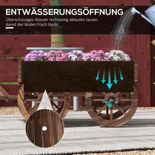 Blomsterkasse, 120x41x54 cm, Svedet træ