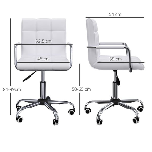 Kontorstol, 52,5x54x84-99 cm, Hvid