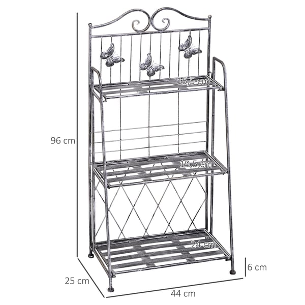Planteholder, 44x25x96 cm, Sølv