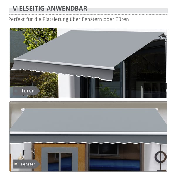 Markise, 395x245 cm, Grå/Hvid, Metalstel