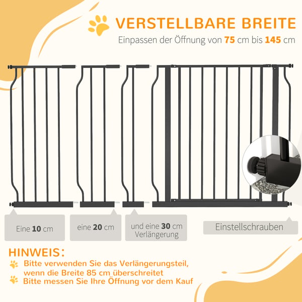 Kæledyrsgrind, Justerbar, 75-145x76 cm, Sort