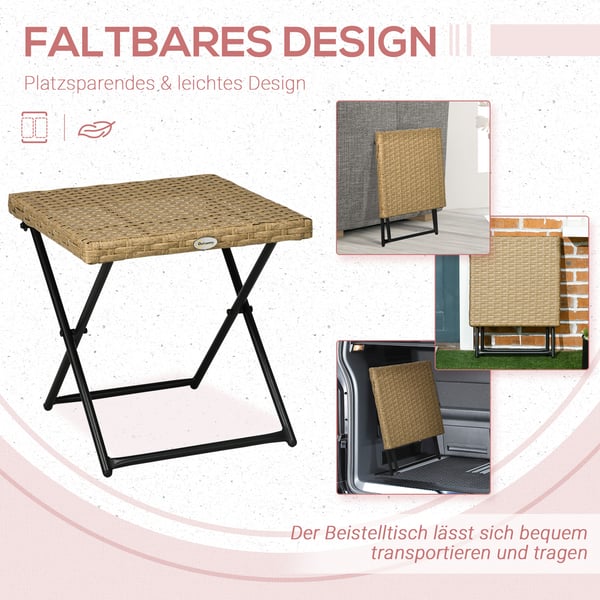 Altanbord 40x40x40 cm Natur, sammenklappeligt, polyrattan